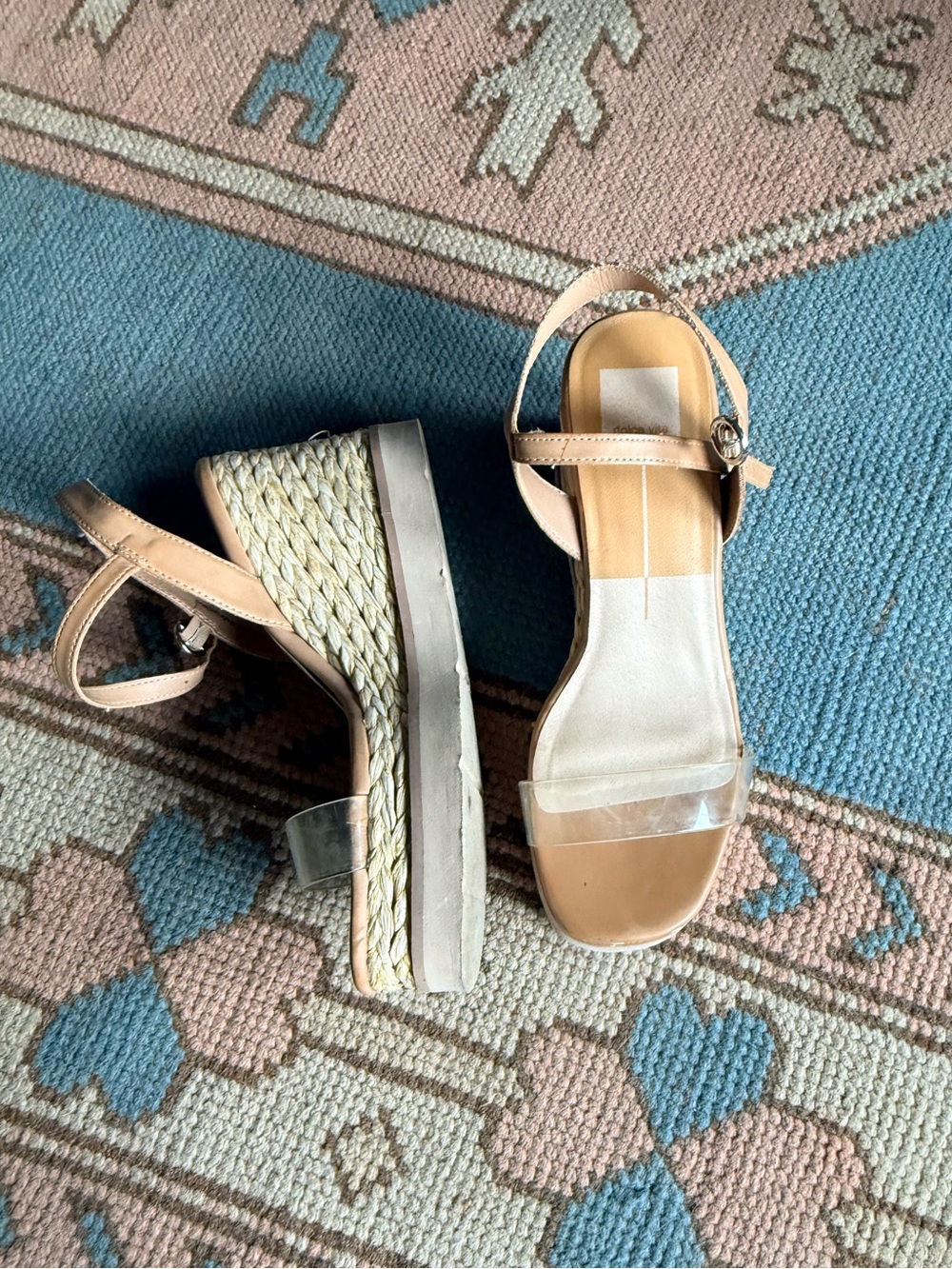 Women's Clear Strap Espadrille Wedge Sandals in Beige dolce vita
